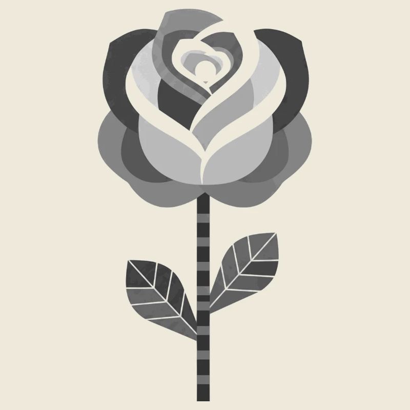 Conception graphique de rose en noir et blanc