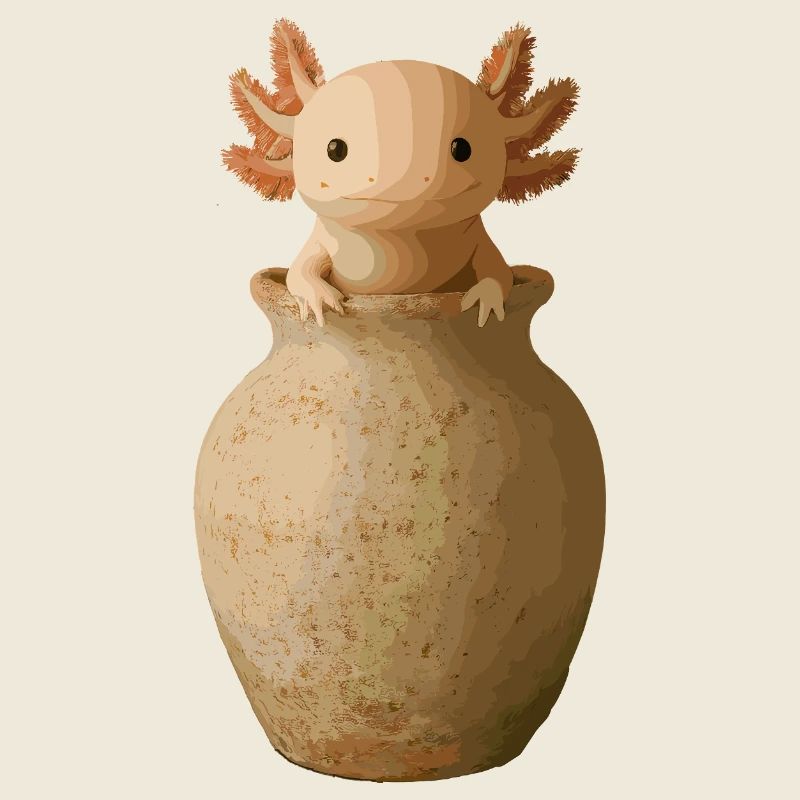 Axolotl Kunst – Realistisch im Tonkrug