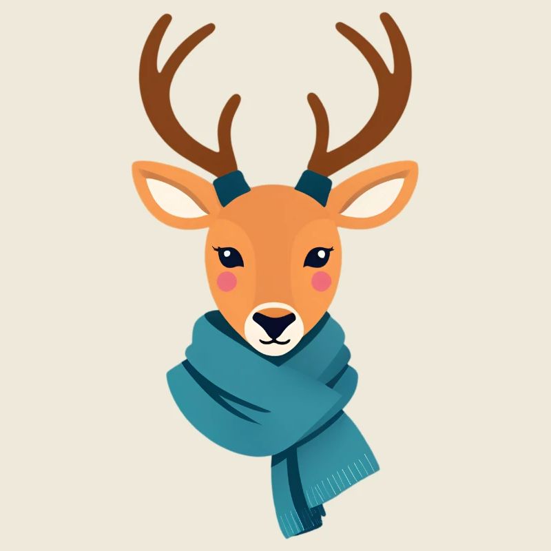 Hirsch mit Schal Winterbild