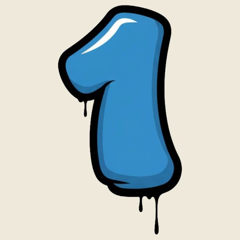 Blue number one design