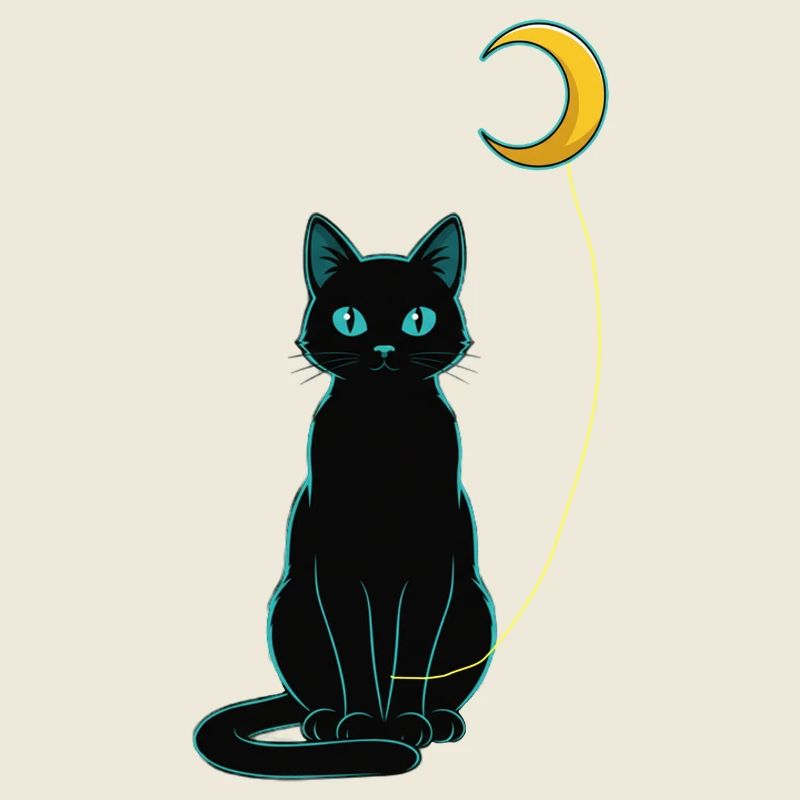Nuit du chat noir avec ballon lunaire