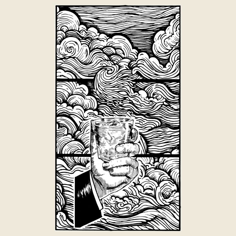 Mer de nuages et main de verre