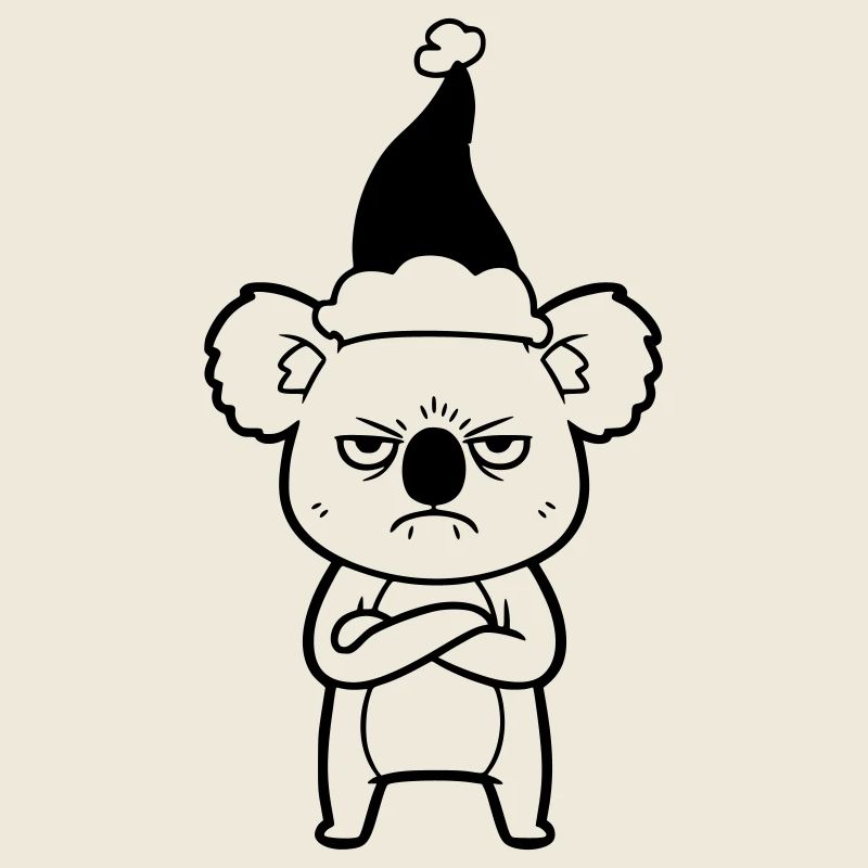 Christmas Koala Grim Cartoon Illustration