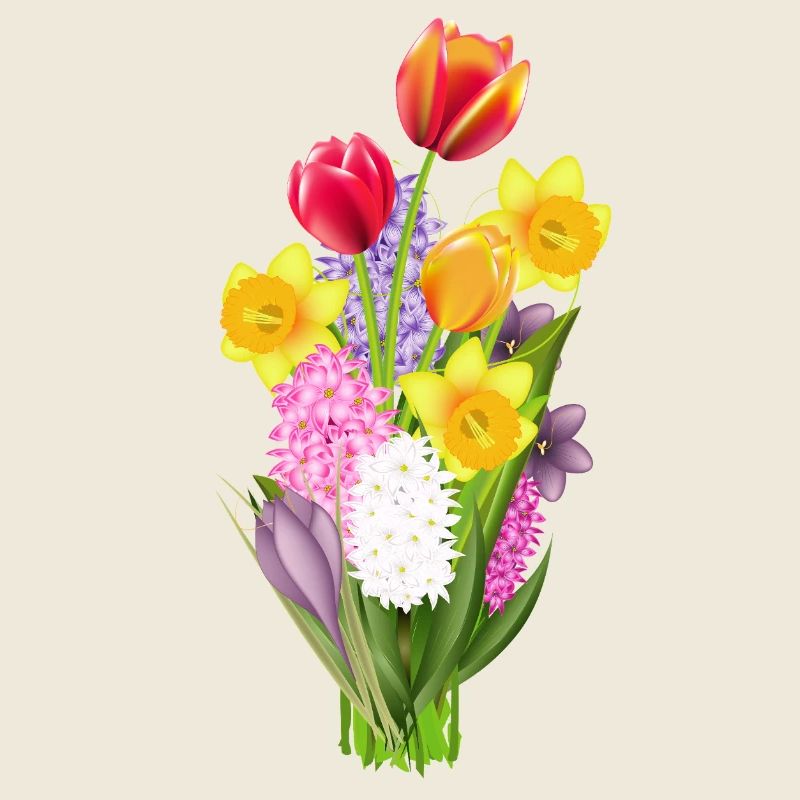 Bouquet de printemps coloré avec tulipes et jonquilles