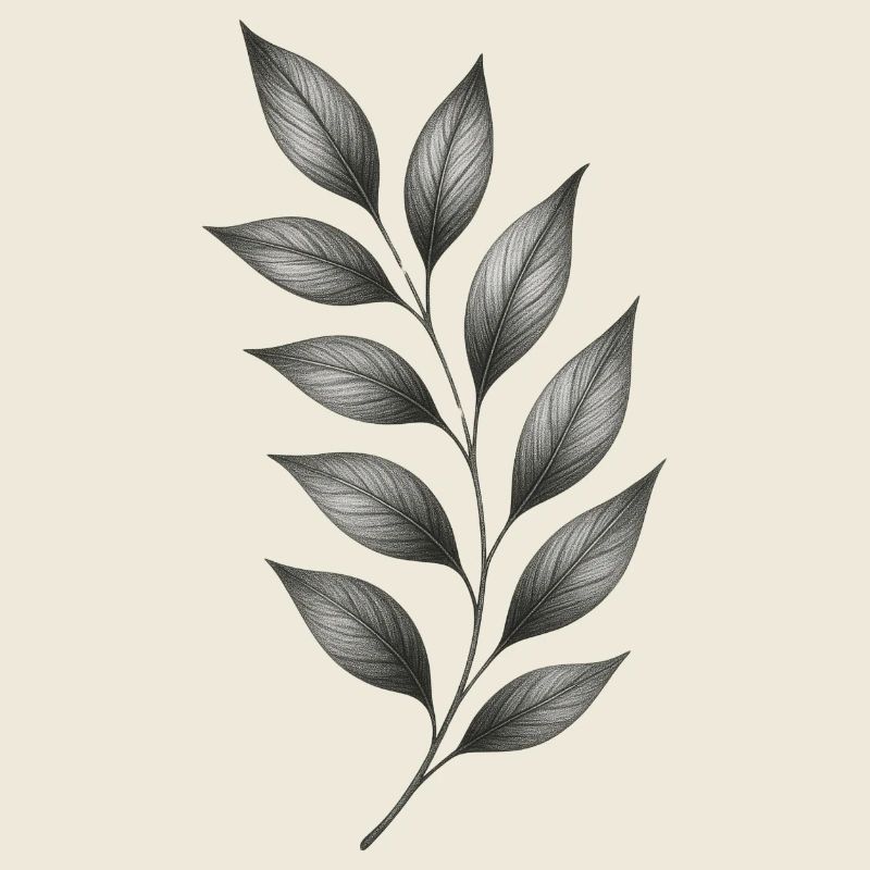 Gray Leaf Branches Botanical Minimal Lines