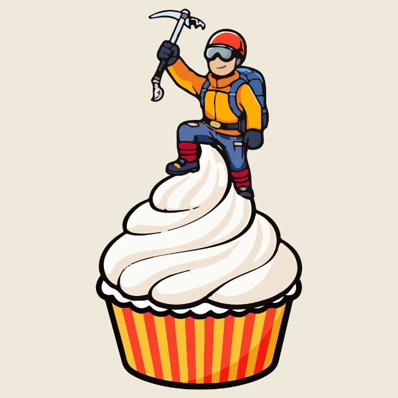 Alpiniste sur Cupcake – Motif de dessin animé drôle