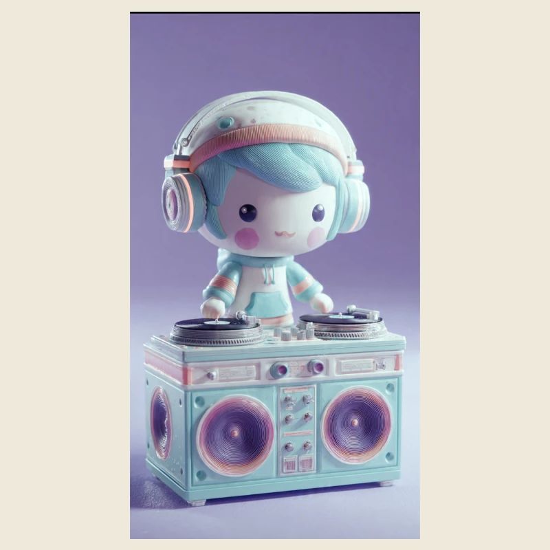Pastell DJ Puppe am Turntable