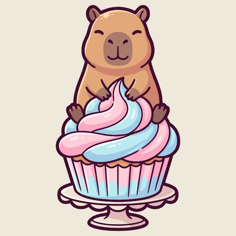 Capybara auf Cupcake-Torte süßes Motiv