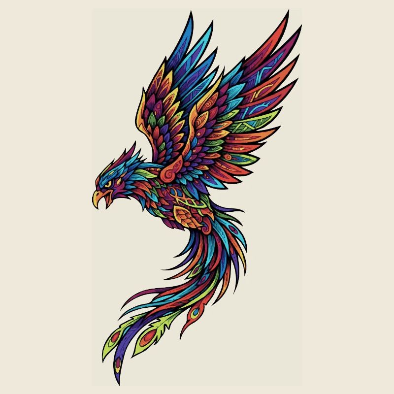 Neon Phoenix auf Schwarz