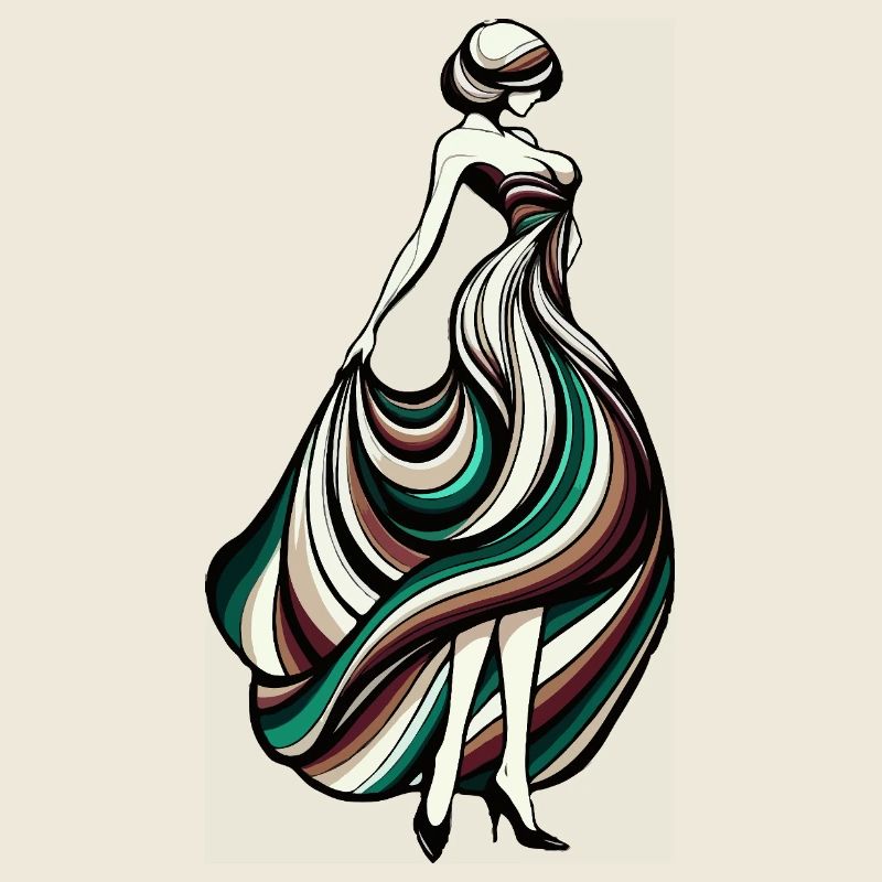 Dames silhouette en robe tourbillonnante