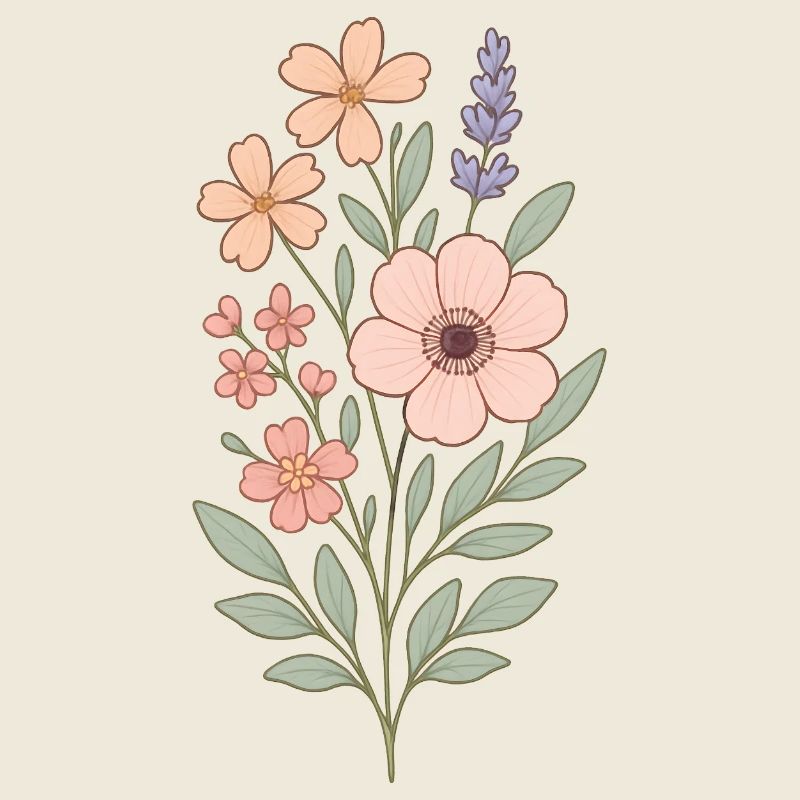 Pastellblumen Aquarellstrauß