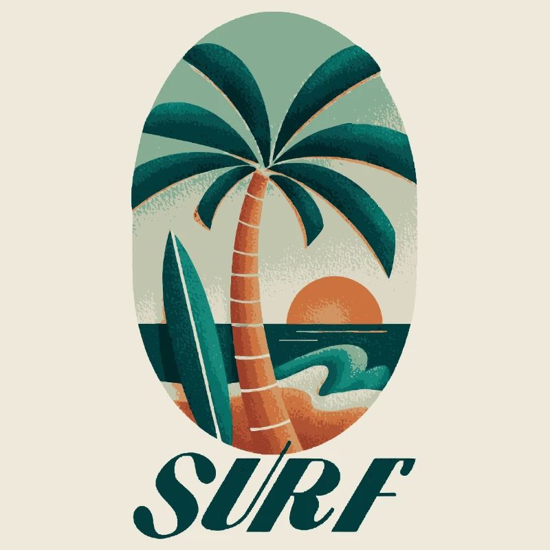 Palmier de surf et plage