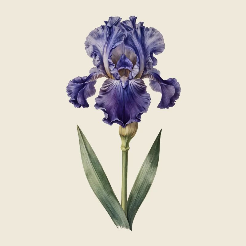Purple iris on delicate stem