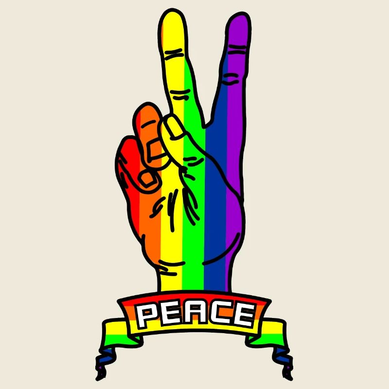 Regenbogen Friedenslogo Hand mit Friedenszeichen