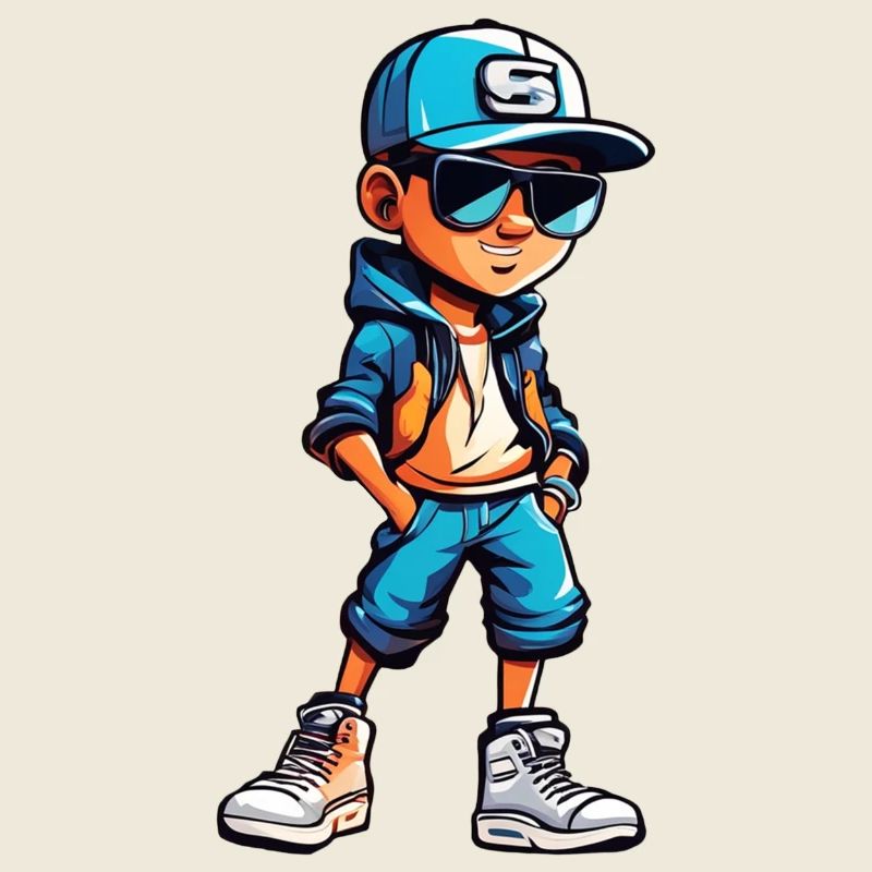 Cool Young Cartoon Boy