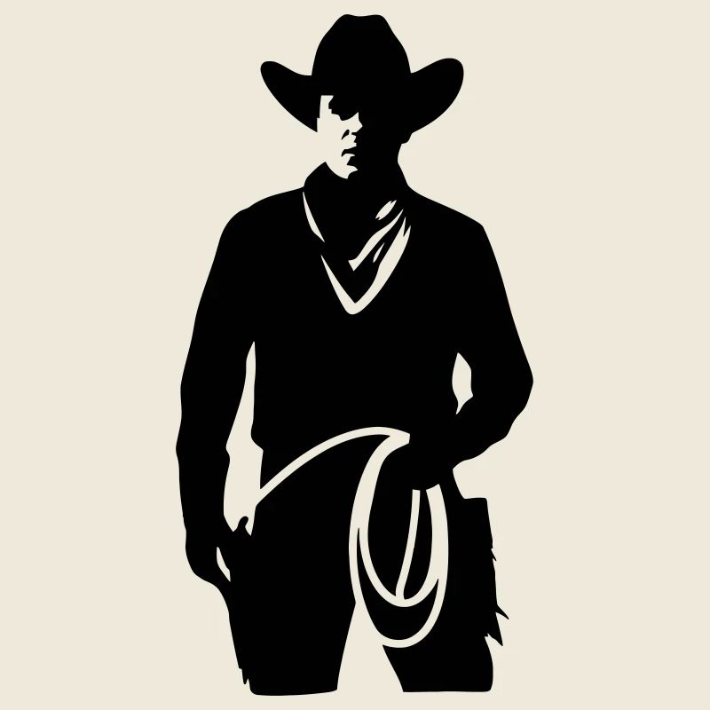 Silhouette de cow-boy solitaire