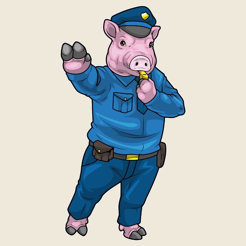 Schwein Polizist Trillerpfeife Polizei