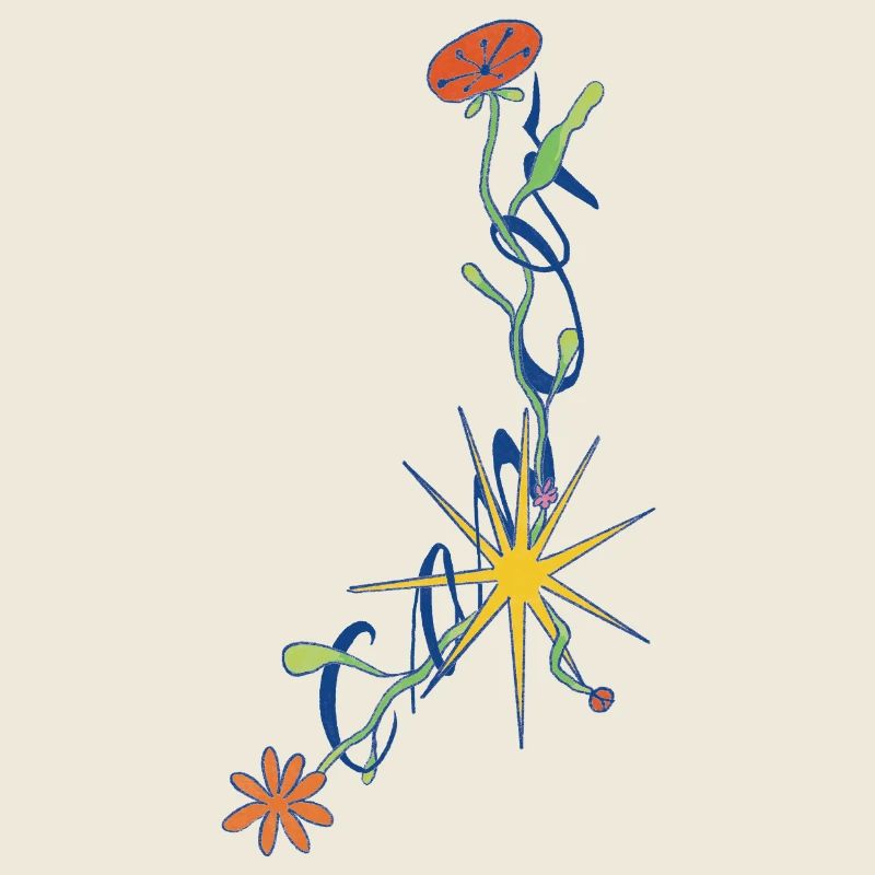 Cancer – Florales Sternzeichen-Design mit Sternen