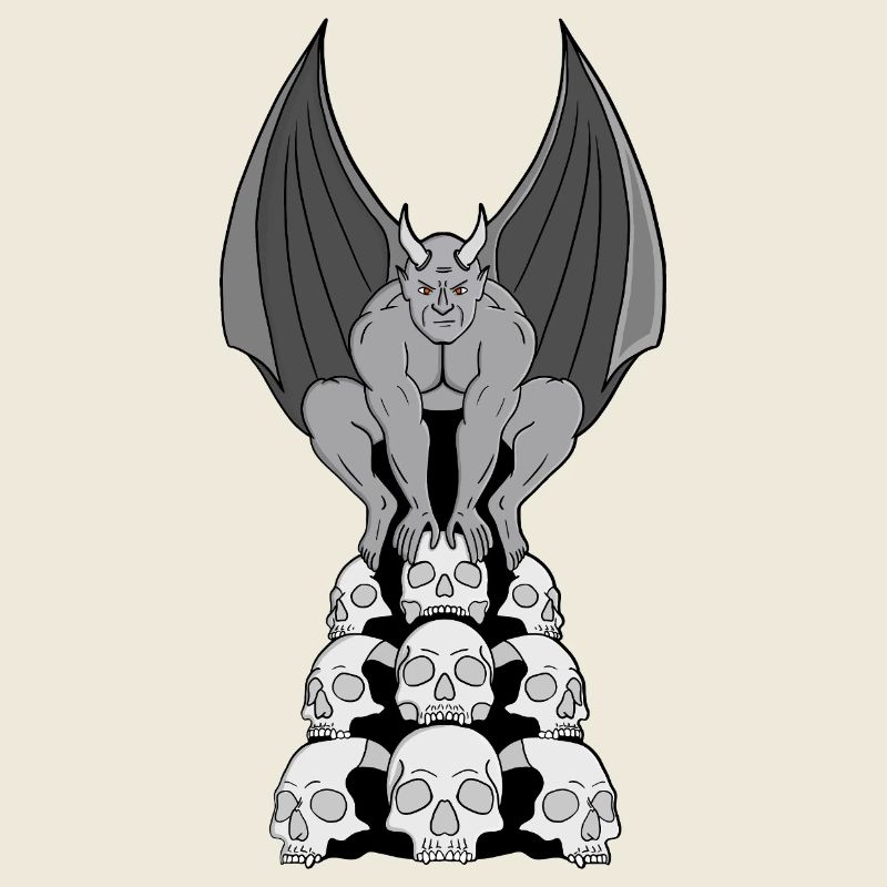 Gargoyle Dämon über Schädeln