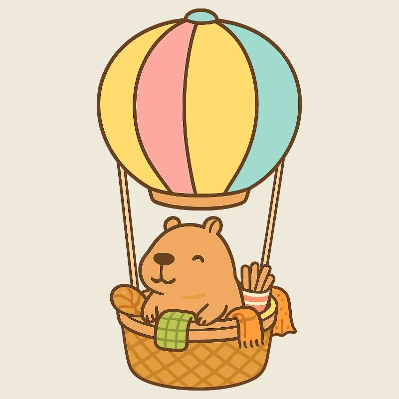 Capybara en montgolfière – doux et détendu 🎈