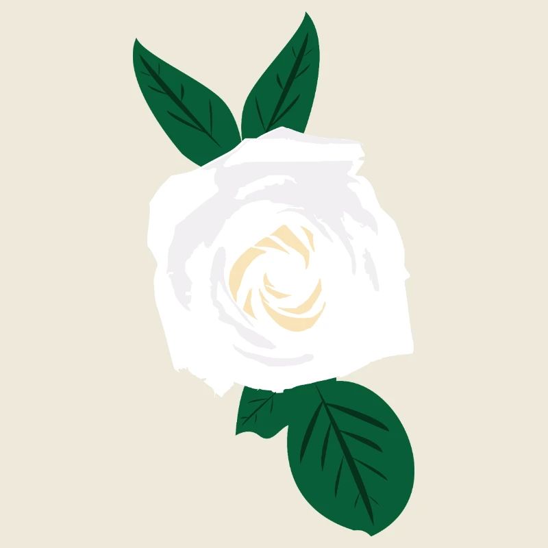 Weiße Rose mit grünen Blättern