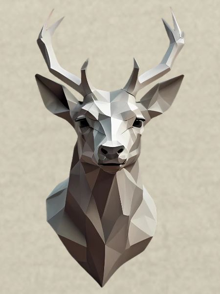 Geometric Deer Head Low-Poly