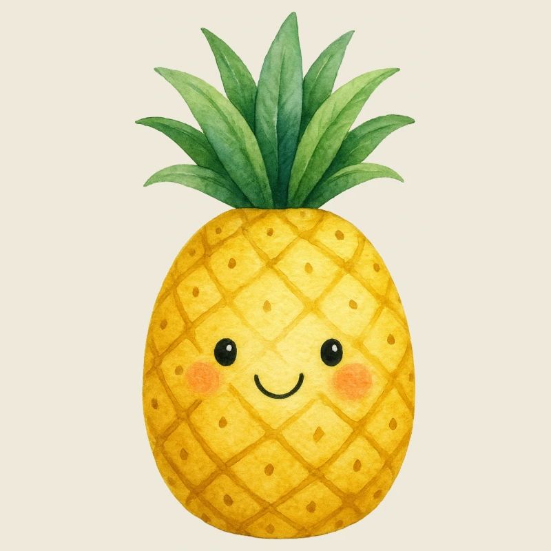 Kawaii Ananas aquarelle Enfants Fruit mignon mignon