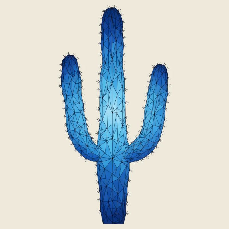 Blue Geometric Cactus