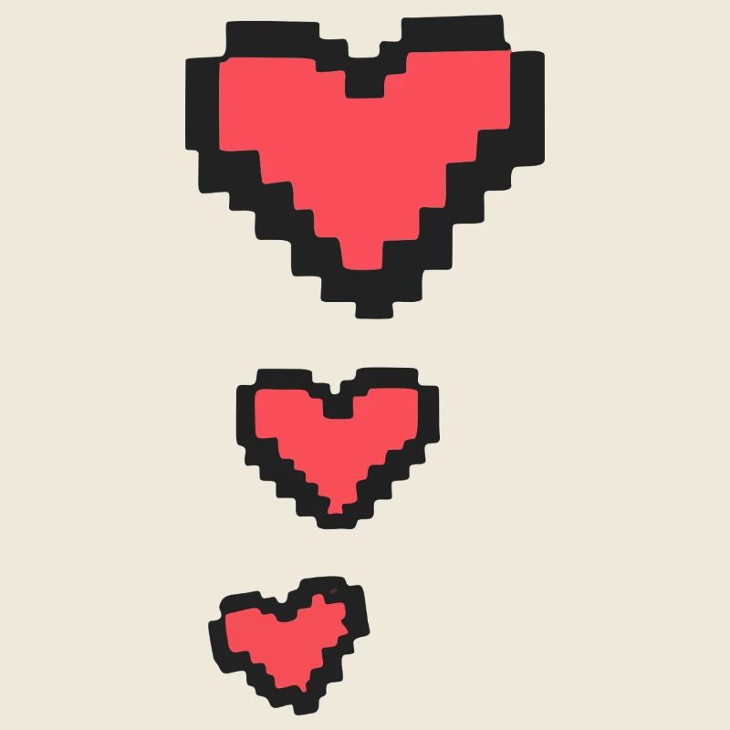 3 Pixel Herzen Lebensanzeige 8-Bit Retro Gamer