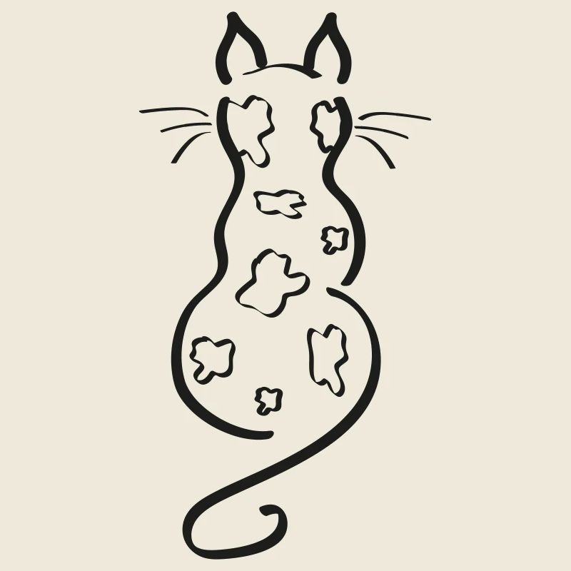 Cat Minimalist Line Back Patches Bengal