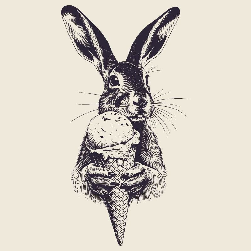Hase mit Eis Vintage Gravur