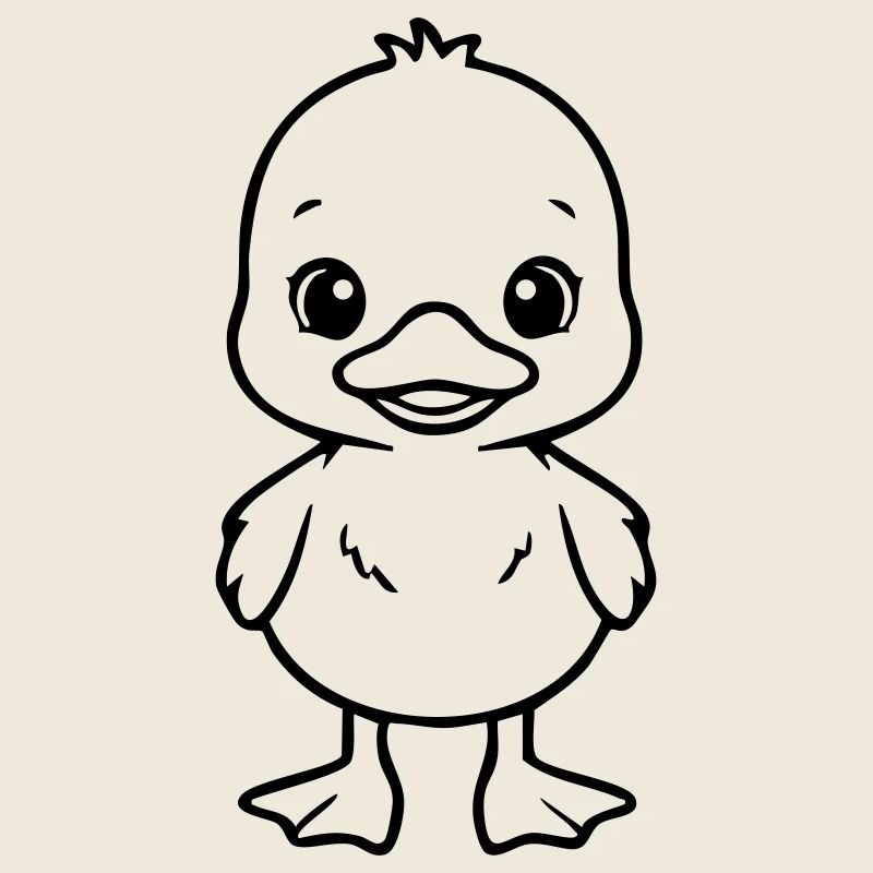 Bébé canard mignon – Design noir et blanc