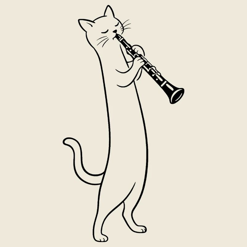 Katze spielt Klarinette