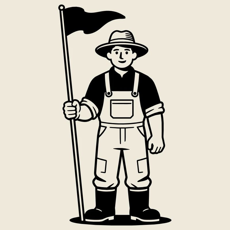 farmer with flag