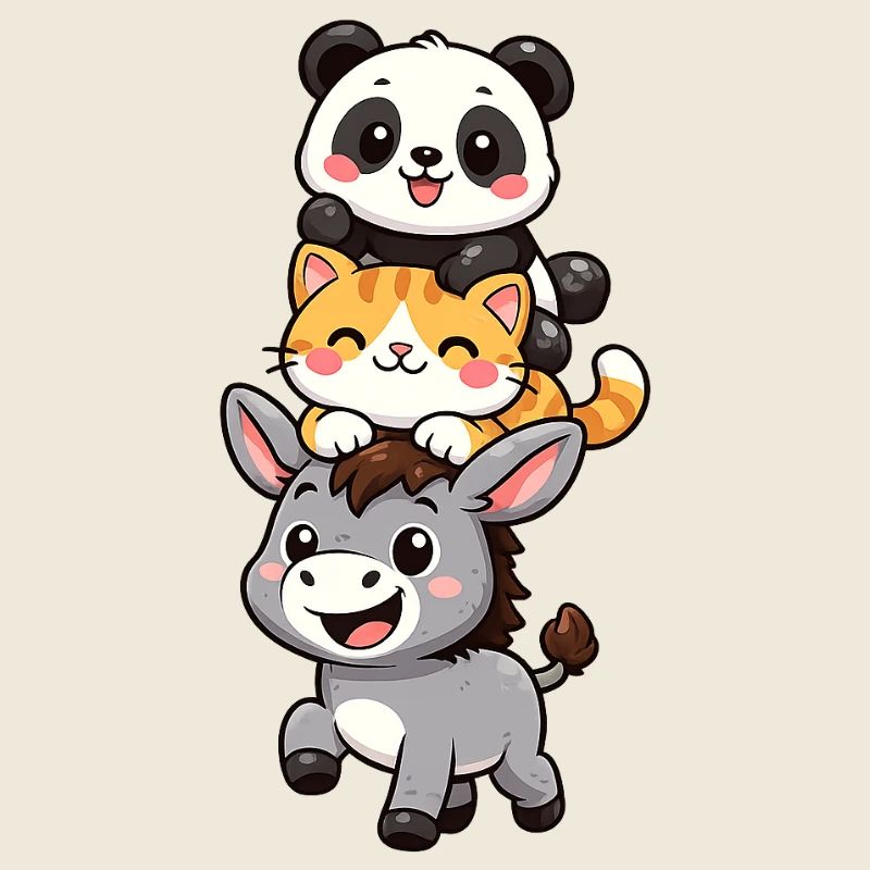 Panda, Chat, Âne