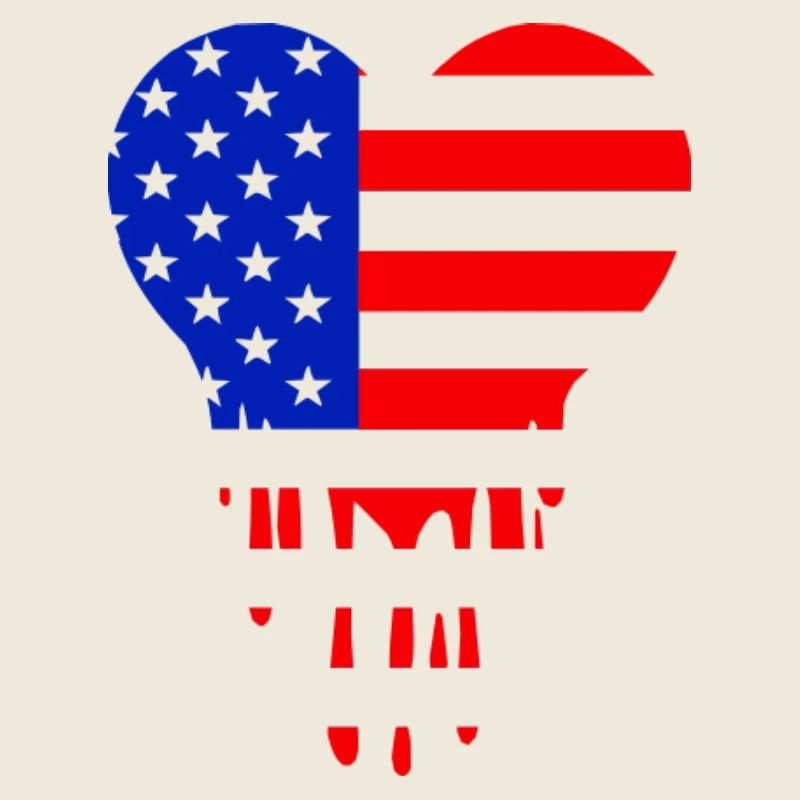 Red Blue American Flag Heart