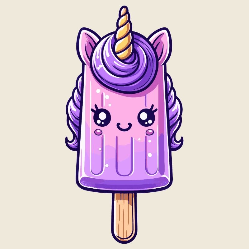 Une glace sur bâtonnet en forme de licorne violette