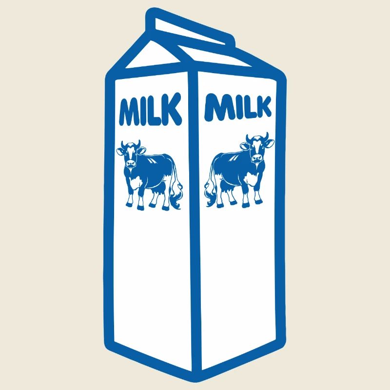 Carton de lait bleu et design de vache