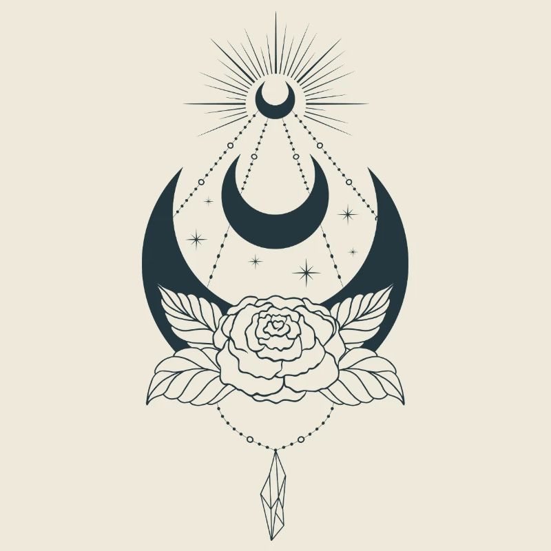 Mystische Mond-Ästhetik mit Blume