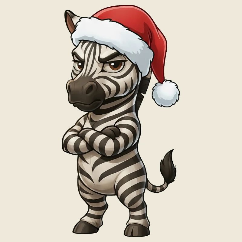 Annoyed Zebra Christmas Hat Grumpy Christmas