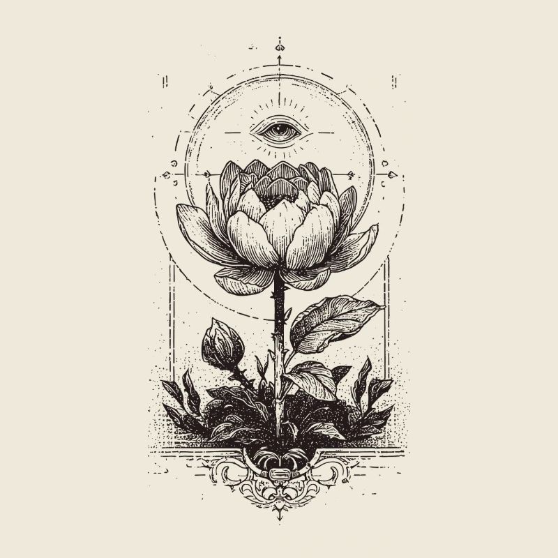 Lotus Mandala with Eye in a Circle