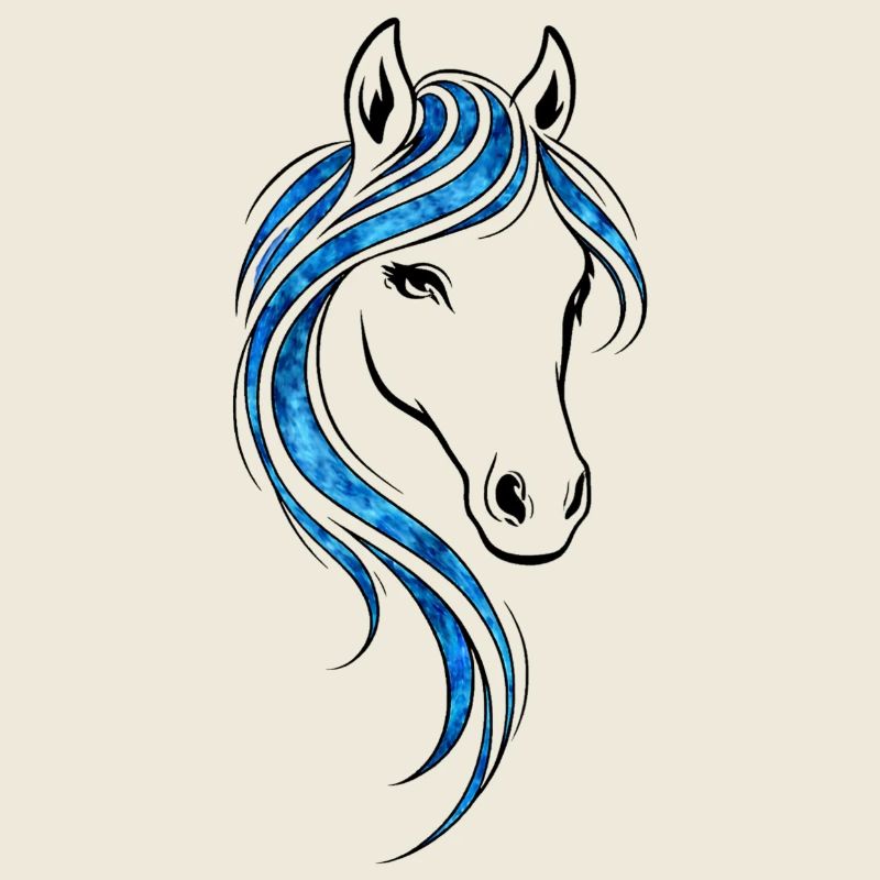 Pferd Lineart Blau – Elegantes Reiter Desing