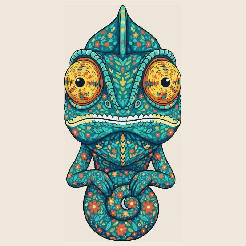 Caméléon à motif floral