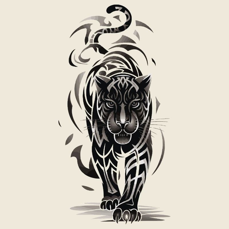 Tribal Tiger - Schwarzweiß Raubkatze