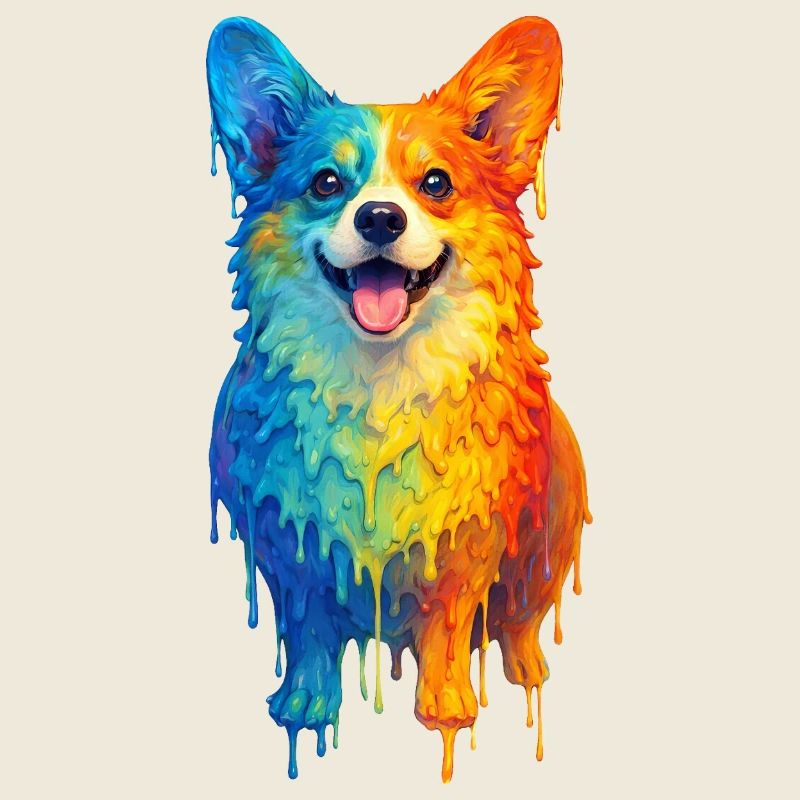 Corgi in bright colors