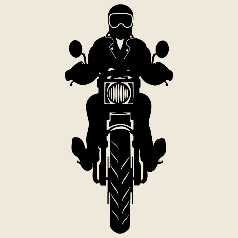 Motorrad mit Motorradfahrer-Vorderansicht