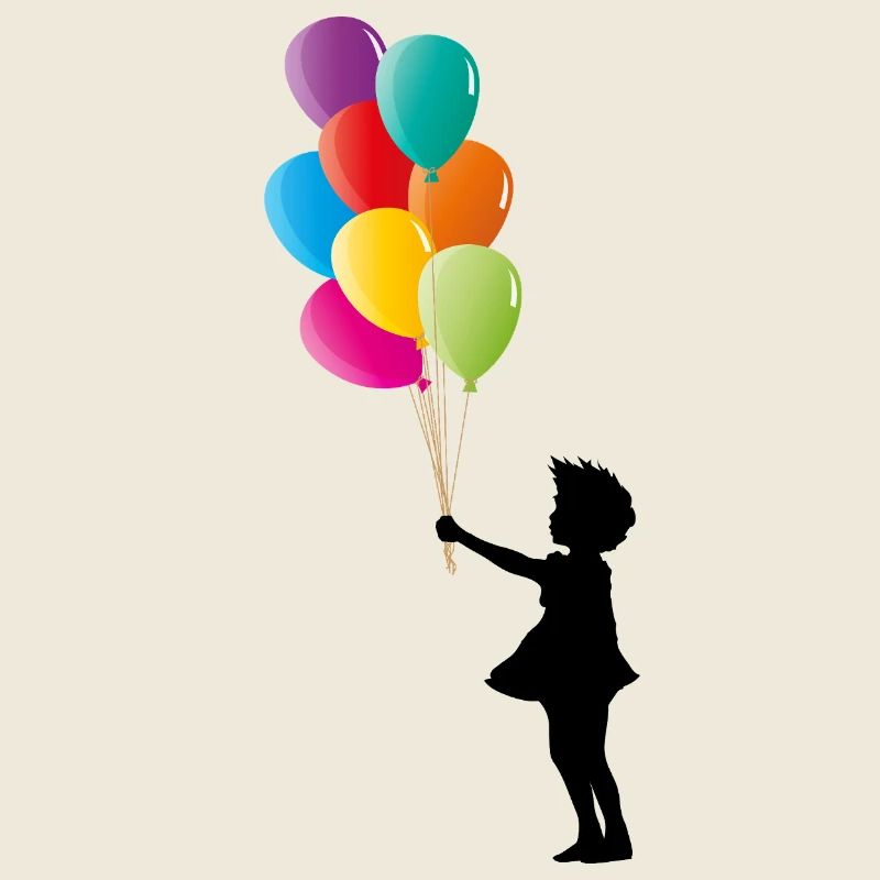 Mädchen mit bunten Luftballons