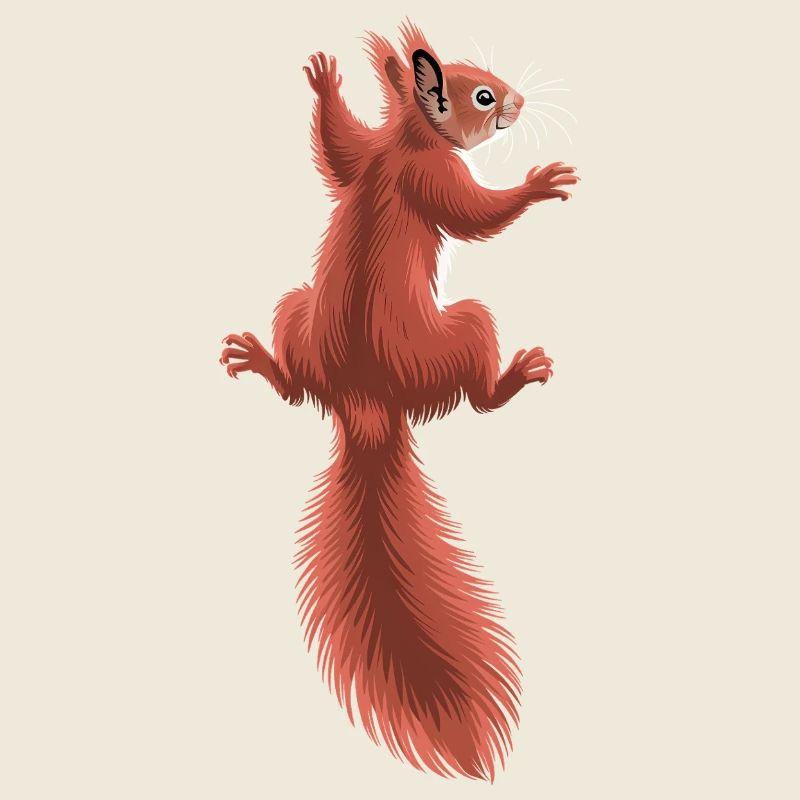 Cute climbing red squirrel