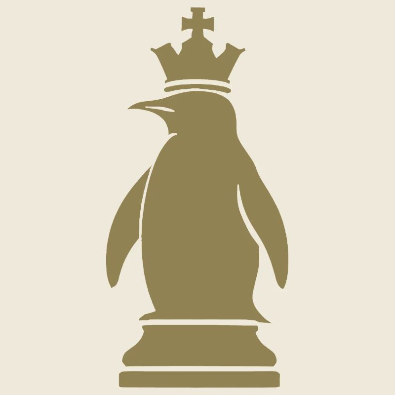 Whimsical Penguin Chess Player Minimalist