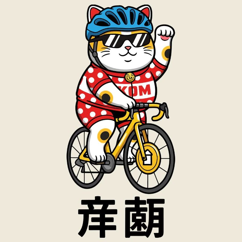 Funny Cycling Cat KOM Polka Dot Jersey